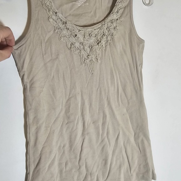 Philosophy by Republic Tank Womens Medium Green Lace Embellished Ribbed Boho M - Picture 6 of 12